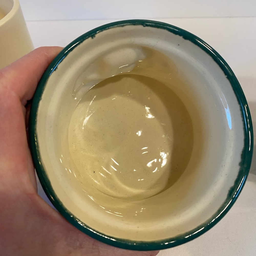 Vintage Hersey 1981 3pc Green White Glazed Ceramic Handcrafted Creamer Sugar Set - Picture 9 of 16